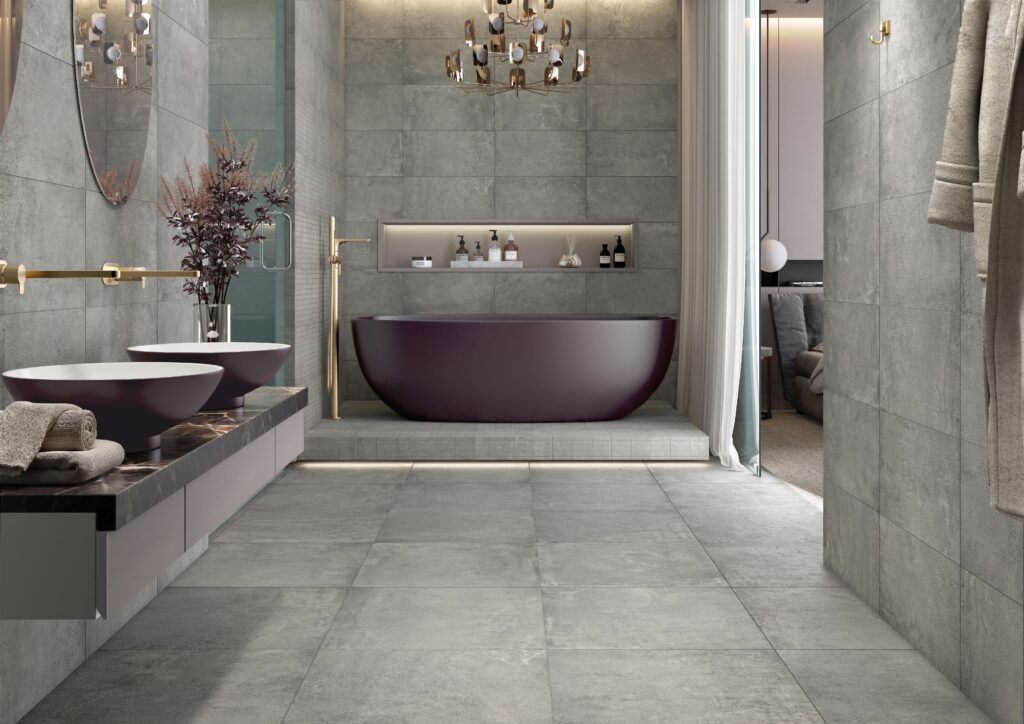 inspiration carrelage de salle de bain effet béton