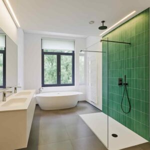 Douche italienne carrelage vert Caro confort